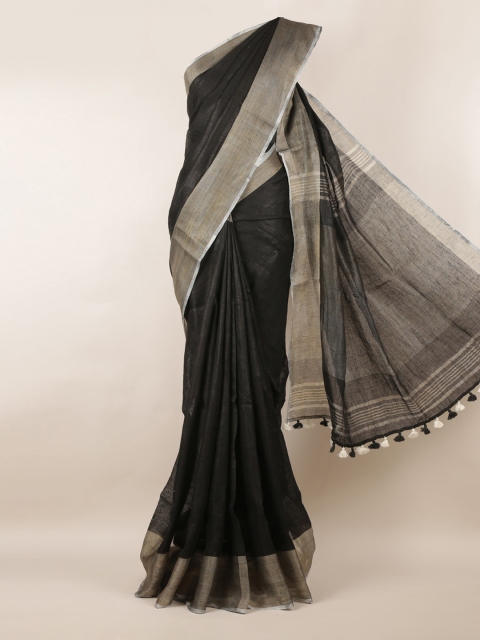 Pothys Black Solid Saree