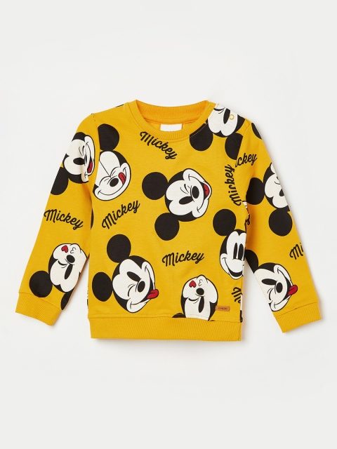 Juniors by Lifestyle Boys Yellow Mickey Printed Sweatshirt