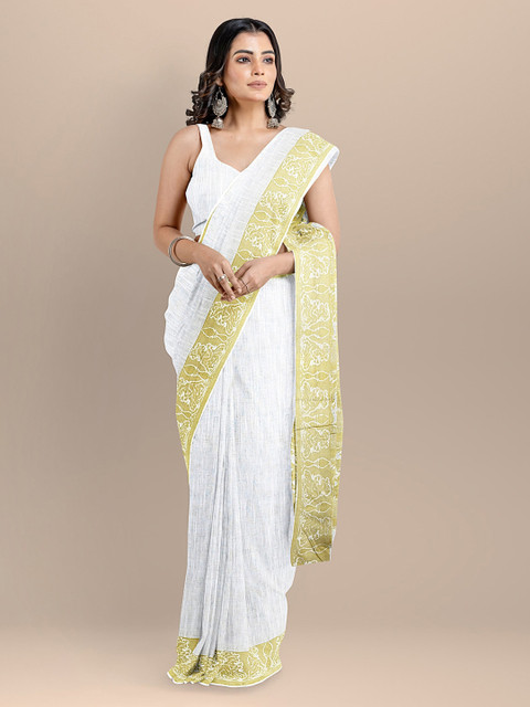 BharatSthali White & Gold-Coloured Pure Cotton Woven Design Kalamkari Handloom Saree
BharatSthali White & Gold-Coloured Pure Cotton Woven Design Kalamkari Handloom Saree