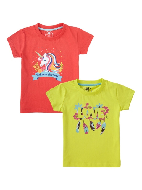 Cub McPaws Girls Multicoloured Printed Round Neck T-shirt, Multi