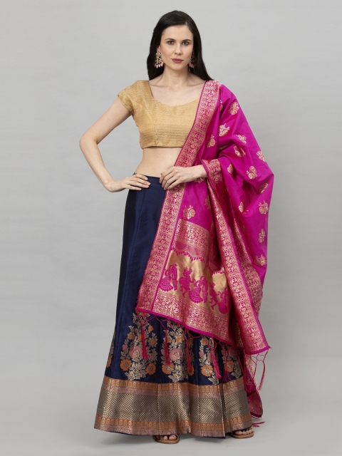 Satrani Gold-Toned & Navy Blue Woven Design Semi-Stitched Lehenga & Unstitched Blouse with Dupatta
Satrani Gold-Toned & Navy Blue Woven Design Semi-Stitched Lehenga & Unstitched Blouse with Dupatta