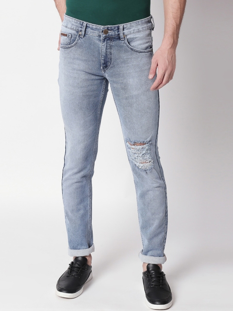 BOLTS and BARRELS Men Blue Tapered Fit Mid-Rise Mildly Distressed Jeans