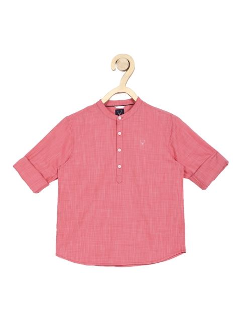 Allen Solly Junior Boys Pink Regular Fit Solid Casual Shirt