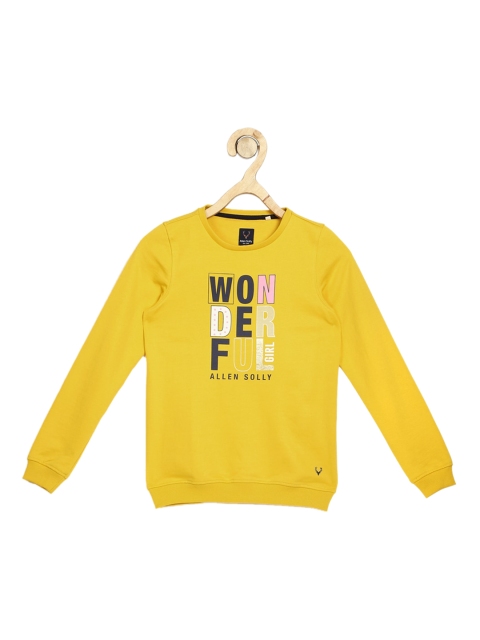Allen Solly Junior Girls Yellow Printed Sweatshirt