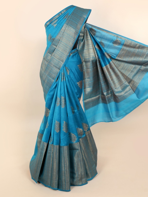 Pothys Blue Zari Woven Design Pure Silk Saree