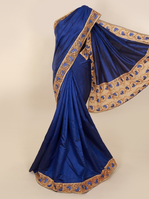 Pothys Blue Solid Art Silk Saree