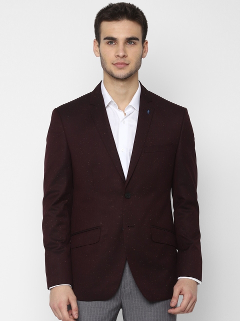 SIMON CARTER LONDON Men Brown Self Design Slim-Fit Blazer