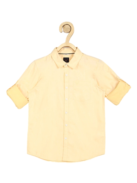 Allen Solly Junior Boys Yellow Slim Fit Solid Casual Shirt
