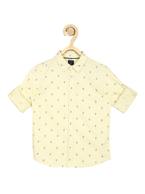 Allen Solly Junior Boys Yellow Slim Fit Printed Casual Shirt