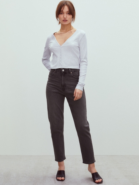 H&M Women Grey Slim Fit High Waist Jeans