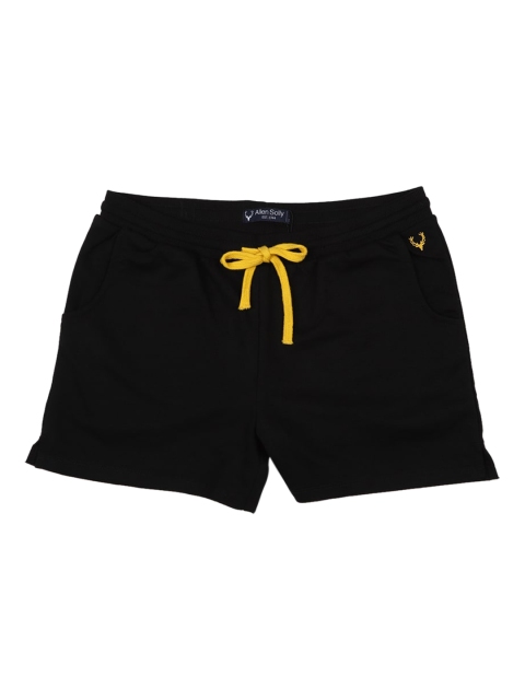 Allen Solly Junior Girls Black Solid Regular Fit Shorts