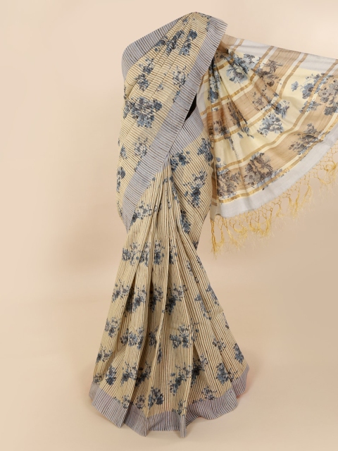 Pothys Cream-Coloured Printed Saree