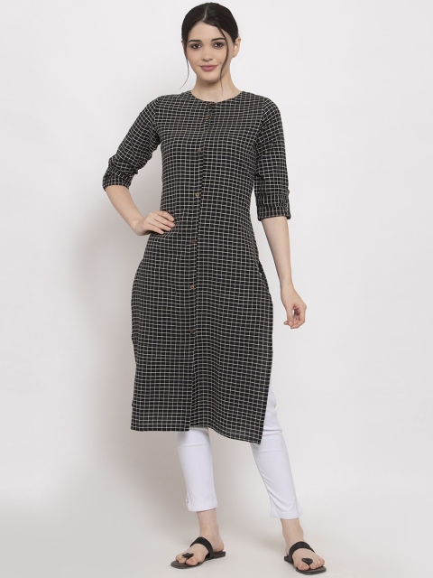ALC Creations Women Black Checked Kurta
