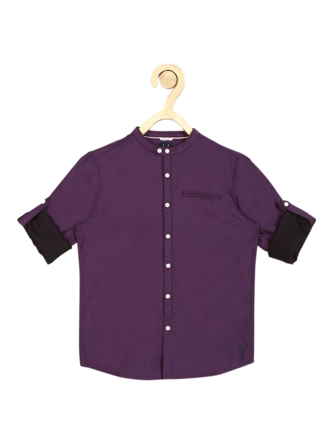 Allen Solly Junior Boys Purple Regular Fit Solid Casual Shirt