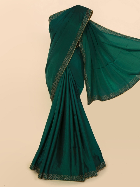 Pothys Green Solid Art Silk Saree