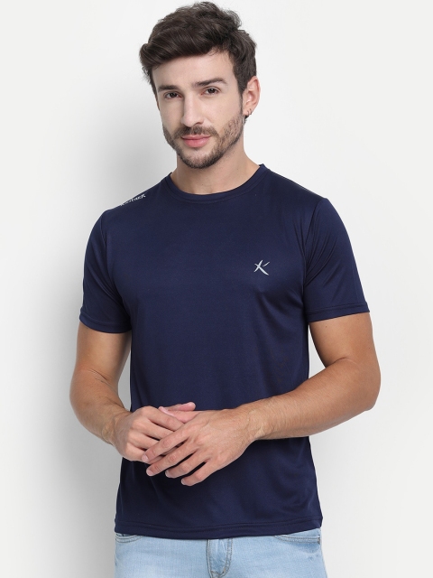 Kastner Men Navy Blue Solid Round Neck T-shirt