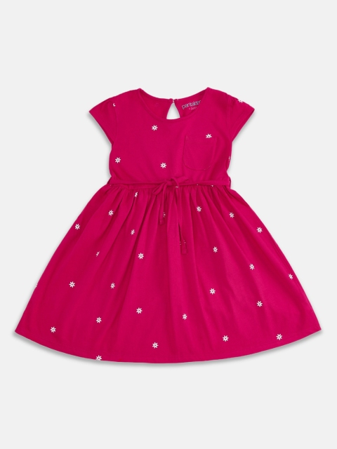 Pantaloons Junior Girls Fuchsia Embellished Fit and Flare Dress