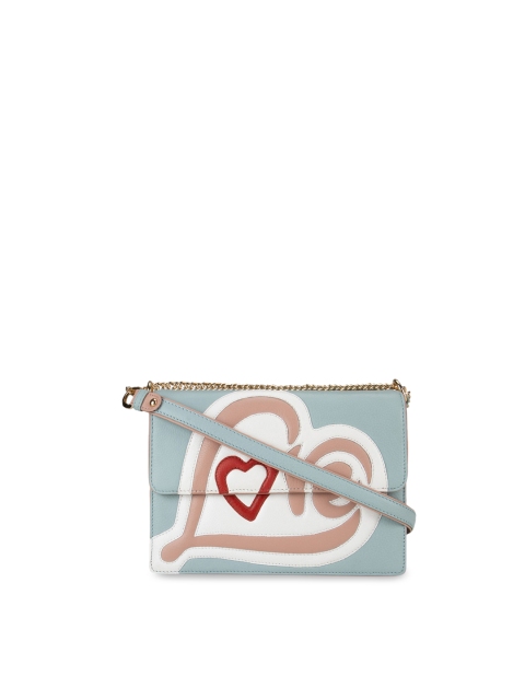 Da Milano Blue Self Design Leather Sling Bag