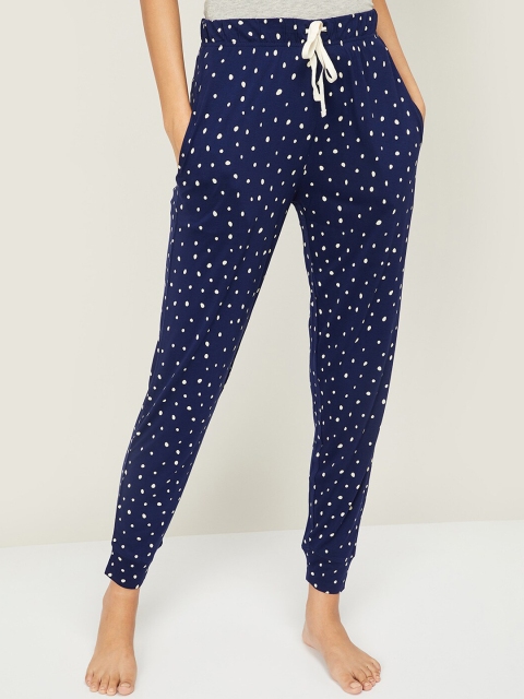 Ginger by Lifestyle Women Navy Blue Printed Lounge Pants