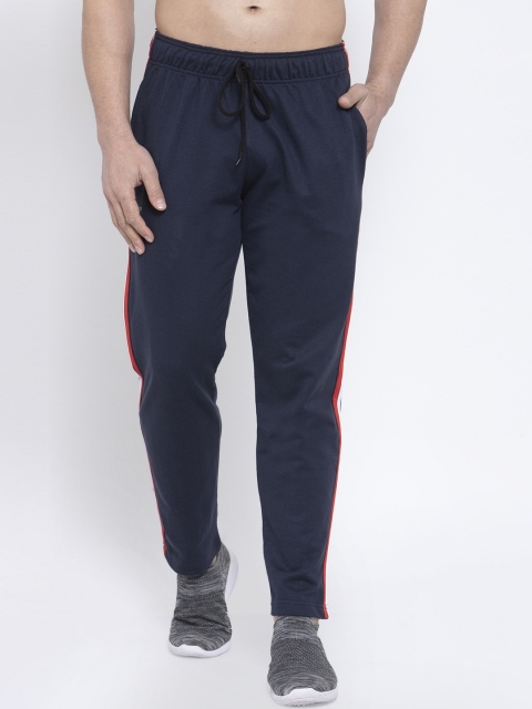 NEUDIS Men Navy Blue Solid Structured-Fit Track Pants