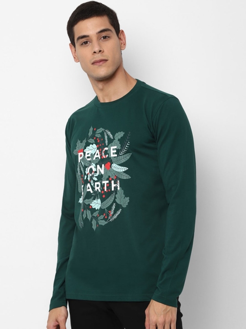 Allen Solly Men Green Printed Round Neck T-shirt