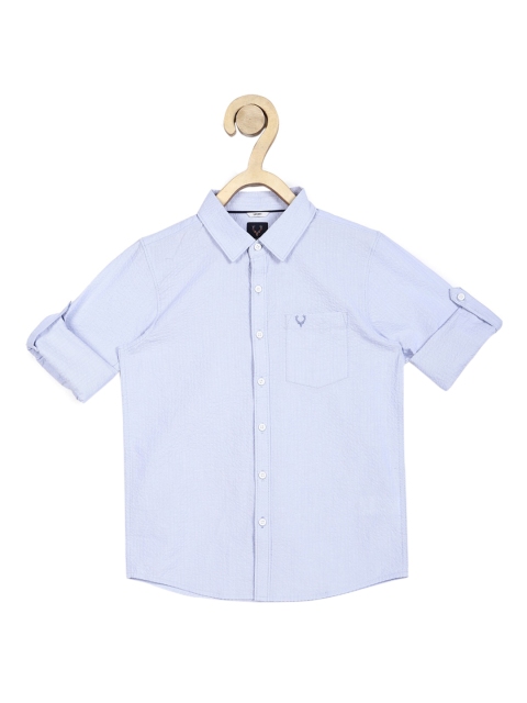Allen Solly Junior Boys Blue Slim Fit Solid Cotton Casual Shirt