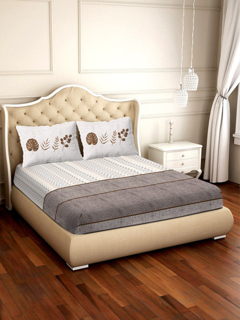BELLA CASA Grey & Brown Conversational 300 TC Cotton 1 King Bedsheet with 2 Pillow Covers
BELLA CASA Grey & Brown Conversational 300 TC Cotton 1 King Bedsheet with 2 Pillow Covers
