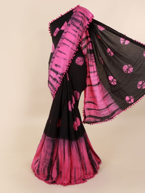 Pothys Black & Pink Pure Cotton Dyed Saree