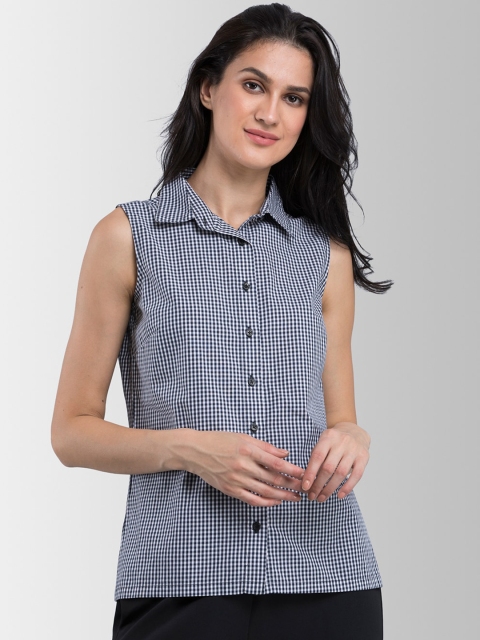FableStreet Women White Regular Fit Striped Casual Shirt
