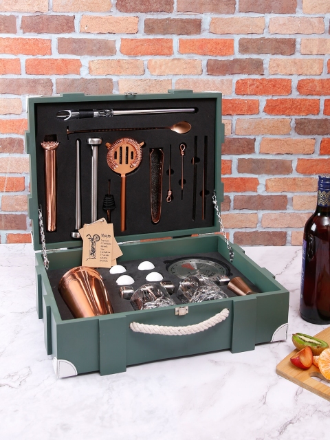 BAR BOX Portable Cocktail Portable Bar Box Set, Rose gold
