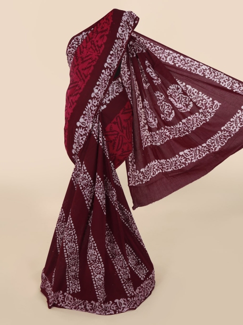 Pothys Maroon & Off-White Pure Cotton Printed Saree
