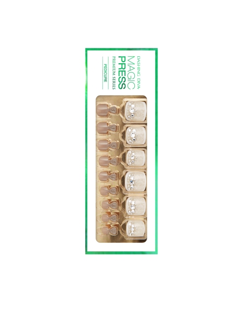 Dashing Diva Magic Press White Lace Artificial Nails, Brown