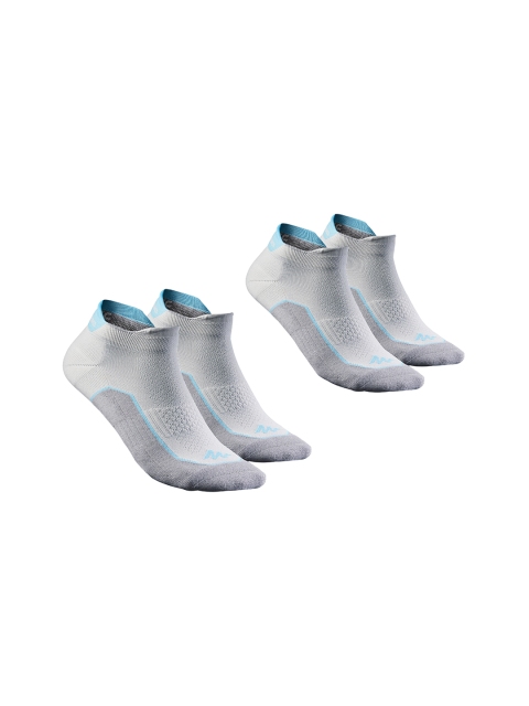 Quechua By Decathlon Unisex Pack Of 2 Ankle- Length Patterned Grey & Blue Socks