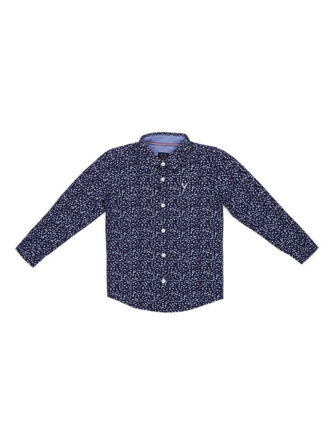 Allen Solly Junior Boys Navy Blue Regular Fit Printed Cotton Casual Shirt