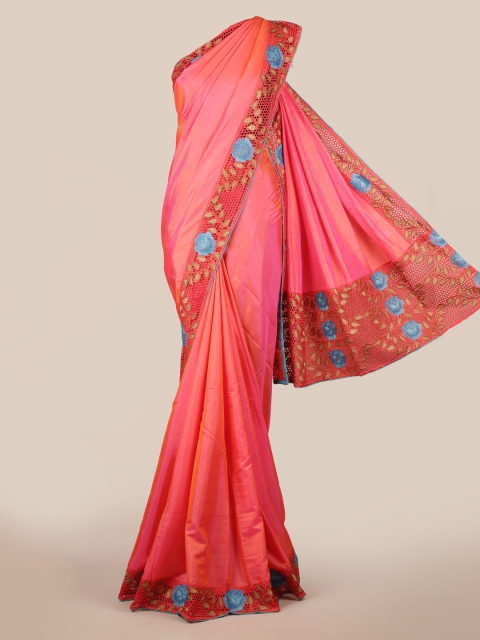 Pothys Pink Solid Art Silk Saree