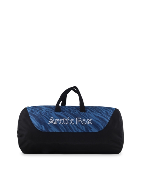 Arctic Fox Unisex Blue & Black Printed Barrel Duffle Bag
