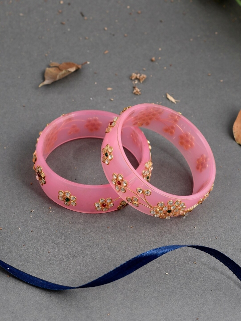 Silvermerc Designs Set Of 2 Gold-Plated Pink & Green Kundan Studded Meenakari Bangles
Silvermerc Designs Set Of 2 Gold-Plated Pink & Green Kundan Studded Meenakari Bangles