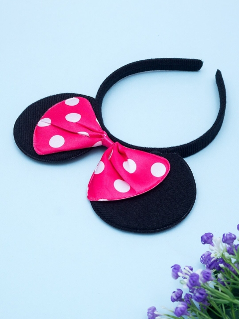 Golden Peacock Girls Black & Pink Mickey Mouse Ears Bow Hairband