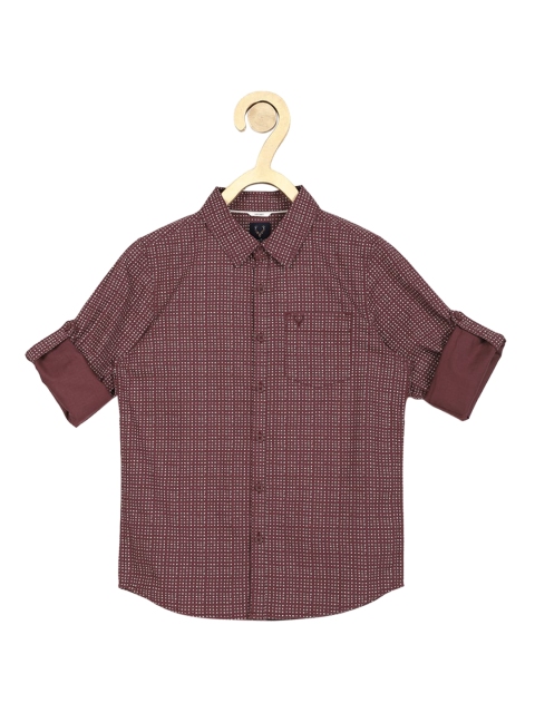 Allen Solly Junior Boys Brown Slim Fit Printed Casual Shirt