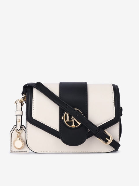 LYN Cream-Coloured & Black Colourblocked Sling Bag