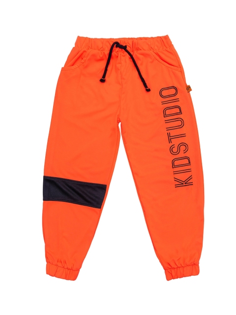 Kid Studio Unisex Kids Orange & Black Solid Joggers