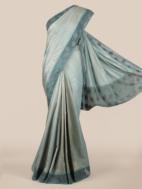 Pothys Grey Solid Art Silk Saree