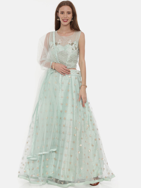 Neerus Sea Green & Gold-Toned Embellished Ready to Wear Lehenga & Blouse with Dupatta
Neerus Sea Green & Gold-Toned Embellished Ready to Wear Lehenga & Blouse with Dupatta