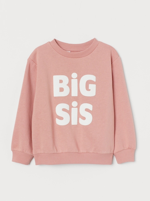 H&M Girls Pink Printed Sibling sweatshirt