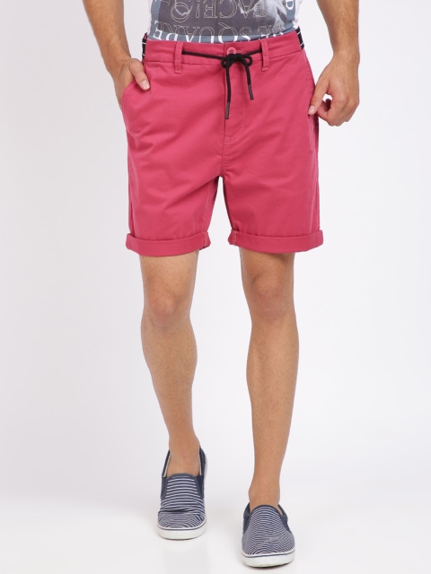 Breakbounce Men Pink Solid Slim Fit Regular Shorts