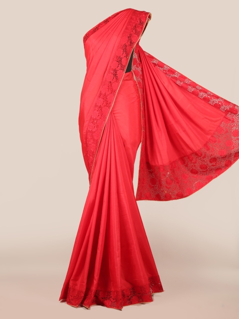 Pothys Red Solid Art Silk Saree