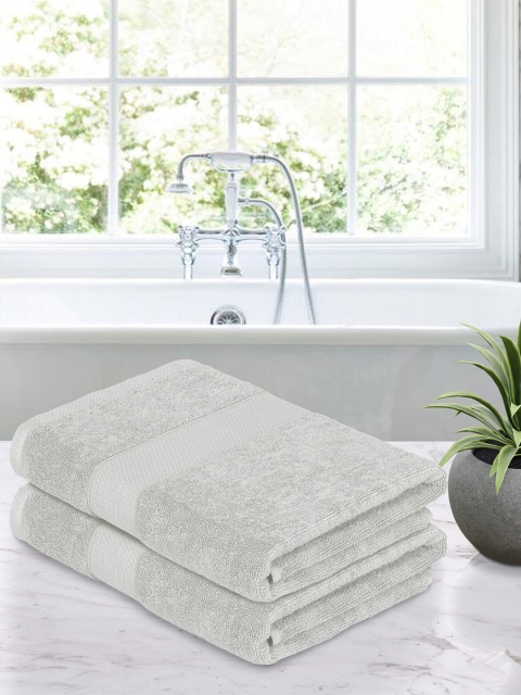 Story@home Unisex Set Of 2 Grey Solid 600 GSM 100% Cotton Bath Towels