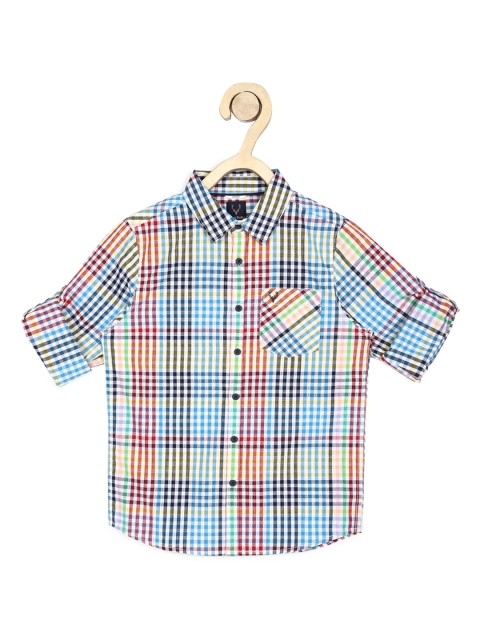 Allen Solly Junior Boys Multicoloured Slim Fit Checked Casual Shirt, Multi