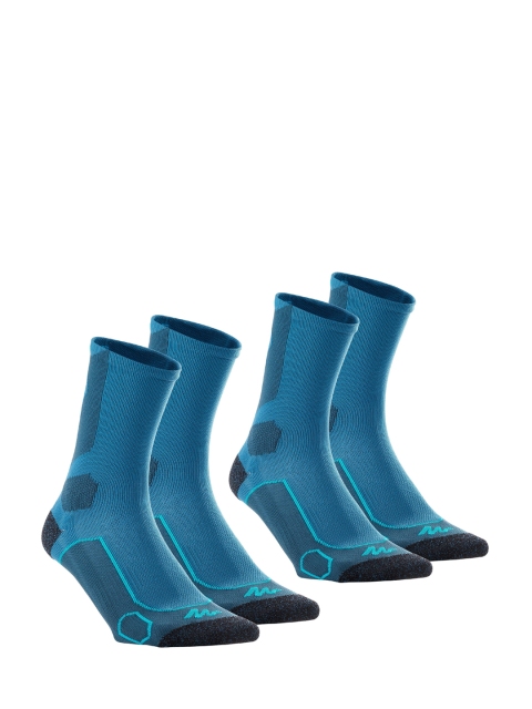 Quechua By Decathlon Pack Of 2 Navy Blue & Black Patterned Calf-Length Hiking Socks