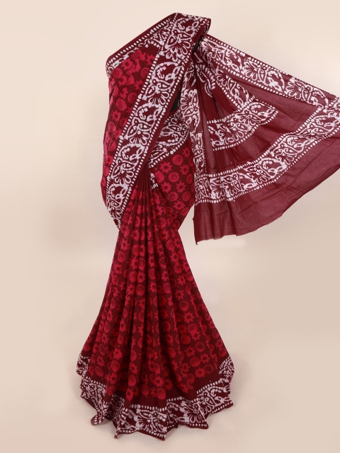 Pothys Maroon Checked Pure Cotton Saree